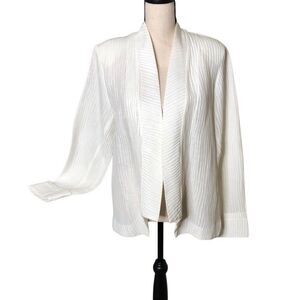 Staples Ivory Linen & Silk Textured Jacket Sz L Old Money, Classic, Occassion